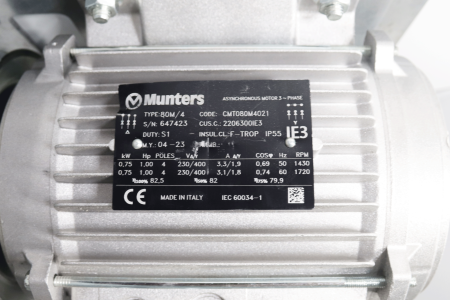 Moteur Tri 400V EM 36 NR 0.75CV + poulie