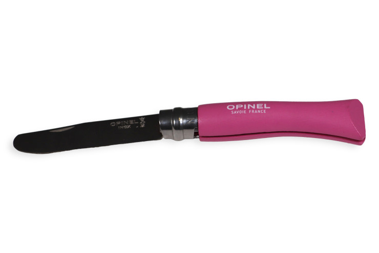 Opinel bout rond N° 7 lame inox 8 cm fuchsia