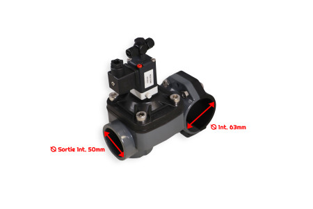 Vanne membrane dia 50 + pilote (CPC dia 63 horizontal)