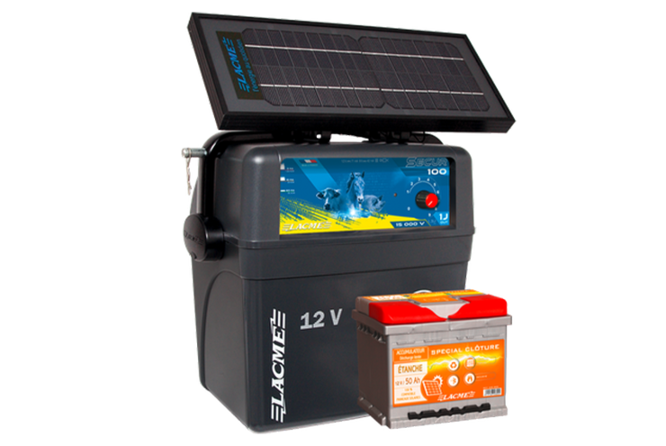 Électrificateur autonome solaire Secur 7.2W + accumulateur 50Ah