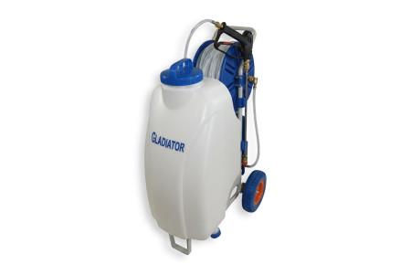 Pulverisateur batterie sur chariot réservoir 45 litres flexible de 30 m sur enrouleur