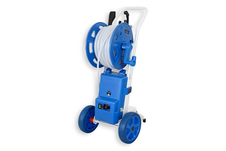 Pulverisateur batterie sur chariot réservoir 45 litres flexible de 30 m sur enrouleur