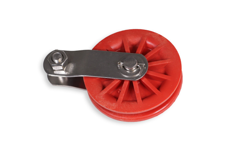 Poulie inox à chape galva charges lourdes Réa nylon dia 80