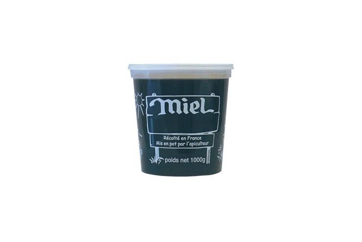 10 pots en plastique pour miel 1kg modèle miel blanc avec couvercle