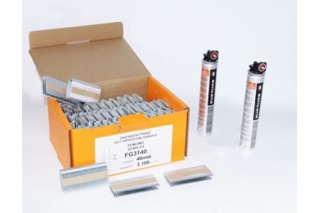 2100 crampillons galva 40mm + 2 cartouches gaz