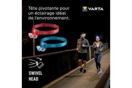 Lampe frontale LED blanche et rouge h20