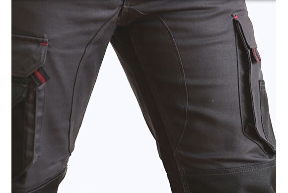 Pantalon poches genouillères Argile Gris/Noir